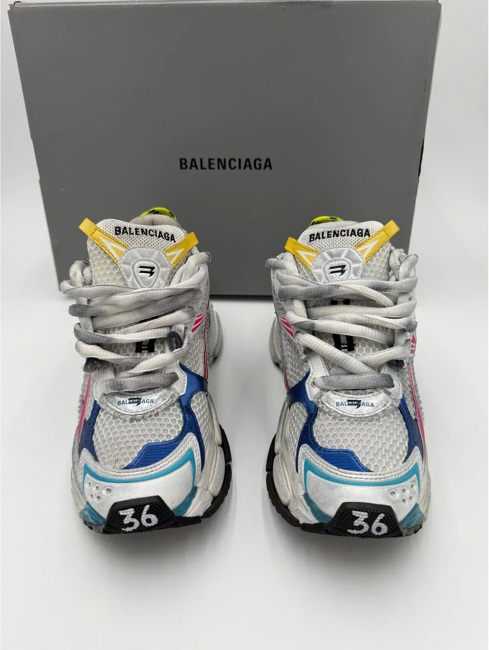 Balenciaga Runner White Multicolor Sneakers Womens Size 6/36